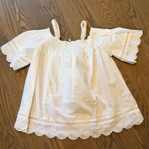 English Factory White Ruffled Eyelet Top